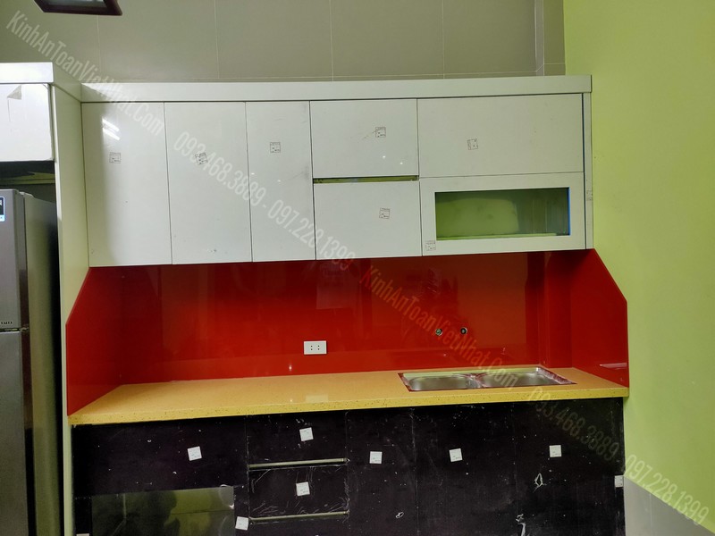 Kính Bếp Giá Rẻ Hà Nội - Kính Ốp Bếp Màu Cam Đỏ