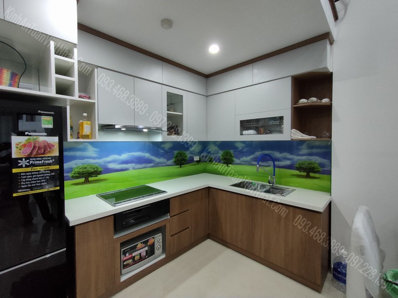 Mẫu Kính Cường Lực Ốp Bếp 3D đẹp