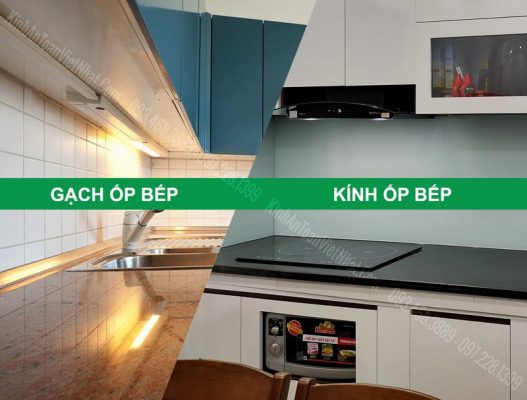 Sử dụng gạch ốp bếp hay kính ốp bếp ?