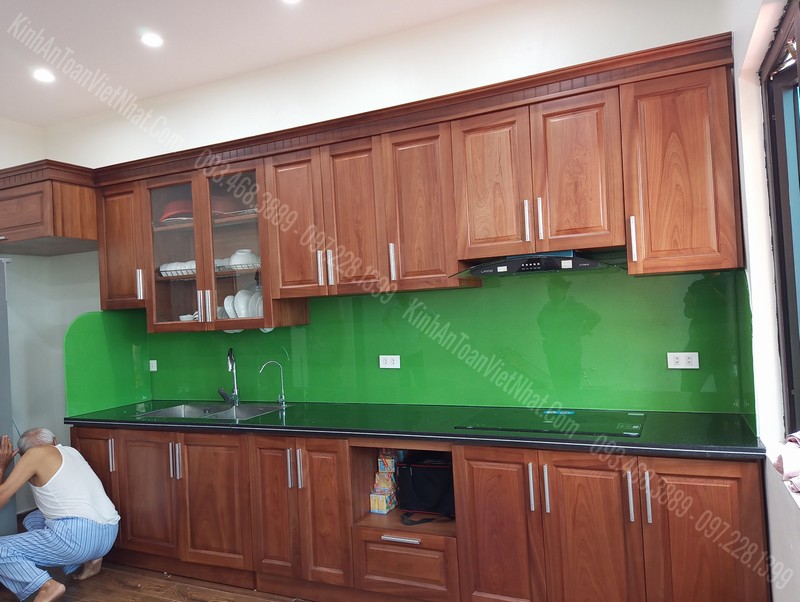 CTTB Kính Bếp Màu Xanh Cốm tại Đồng Mai - Hà Đông