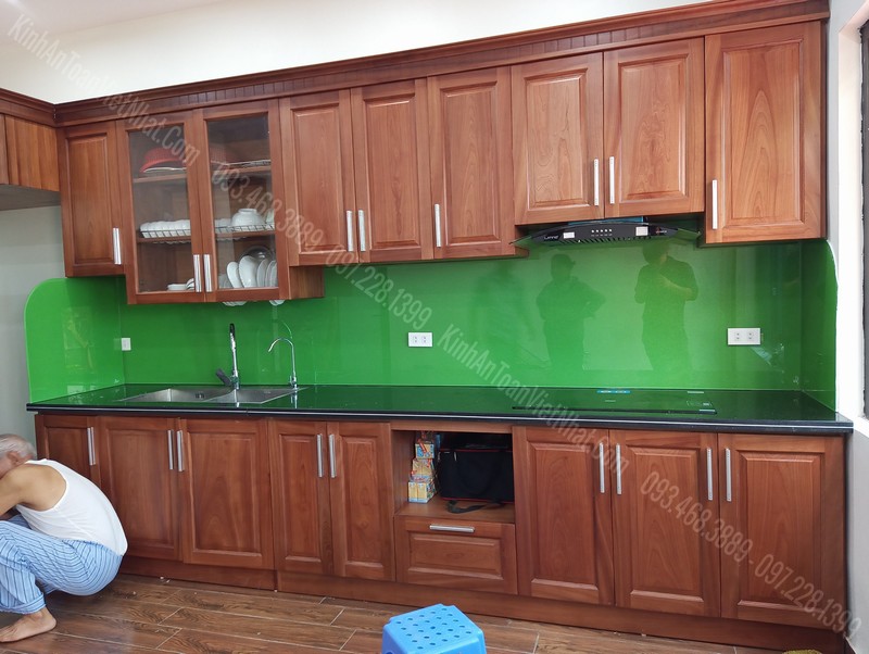 CTTB Kính Bếp Màu Xanh Cốm tại Đồng Mai - Hà Đông