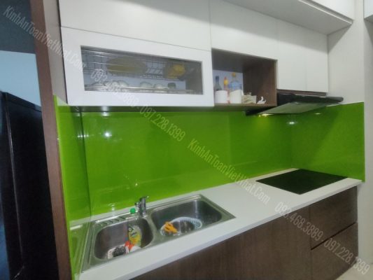 CTTB Kính Bếp Màu Xanh Non tại Đức Giang - Long Biên