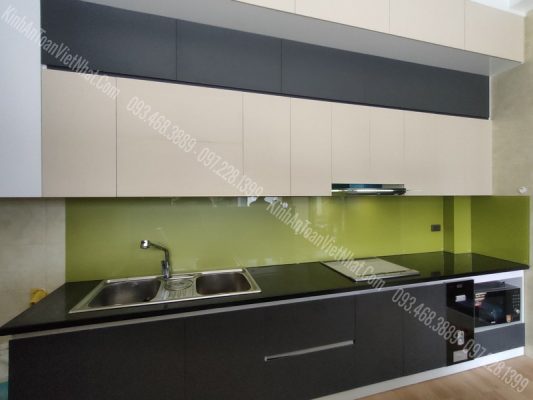 CTTB Kính Ốp Bếp Màu Kem thi công tại Ngọc Hà - Ba Đình