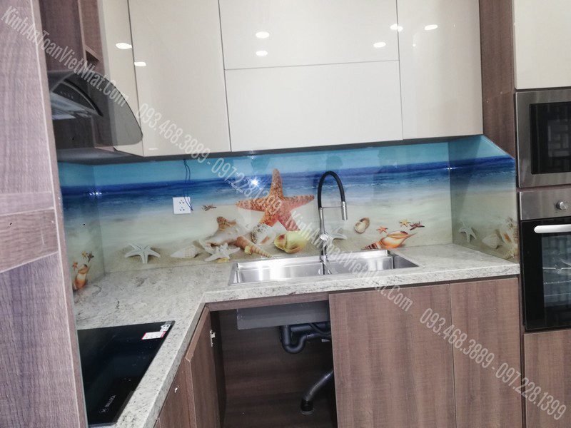 CTTB Kính Ốp Bếp 3D thi công tại Sài Đồng - Long Biên