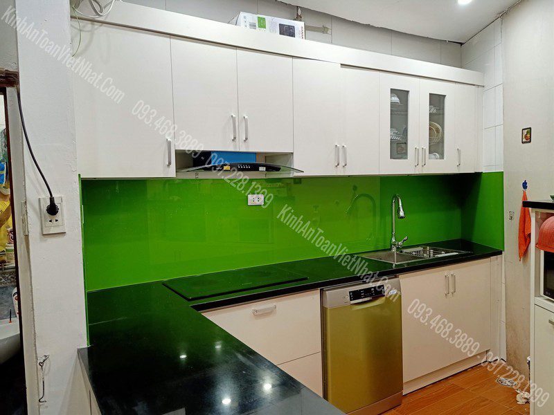 CTTB Kính Ốp Bếp Xanh Non lắp đặt tại Yên Phụ - Tây Hồ