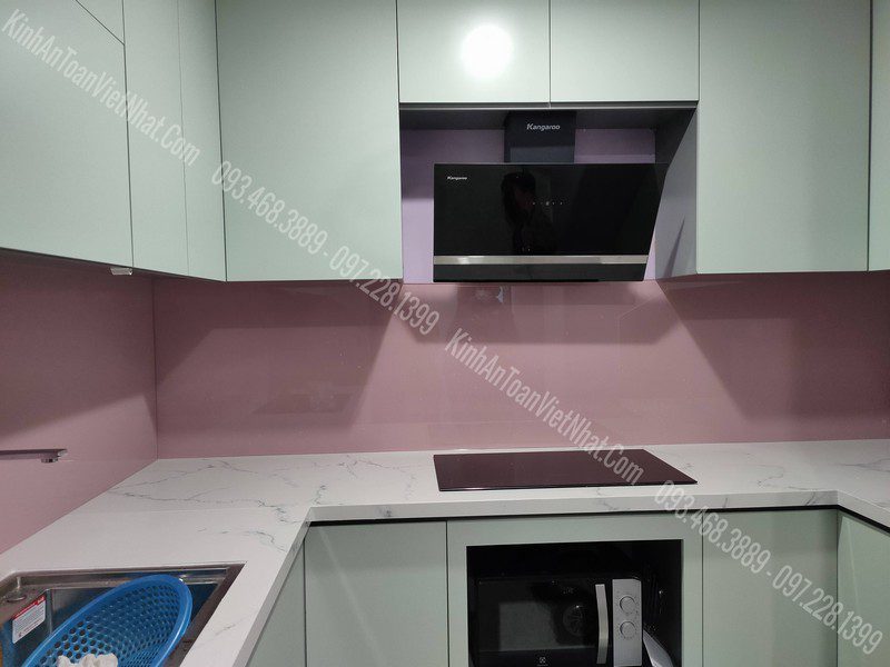 CTTB Kính Ốp Bếp Hồng Kim Sa lắp đặt tại Trúc Bạch - Ba Đình