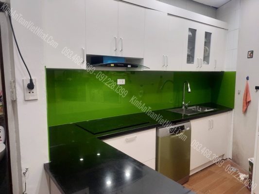 CTTB Kính Ốp Bếp Xanh Non lắp đặt tại Yên Phụ - Tây Hồ