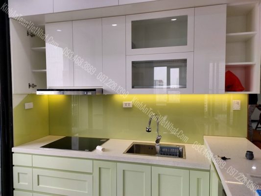 CTTB Kính Ốp Bếp Màu Kem thi công tại Láng Thượng - Đống Đa