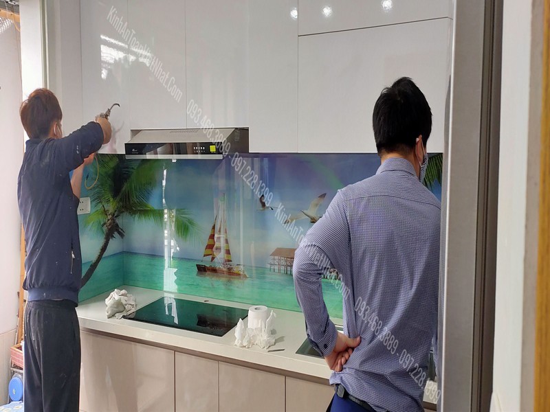 CTTB Kính Ốp Bếp 3D thi công tại Đồng Nhân - Hai Bà Trưng