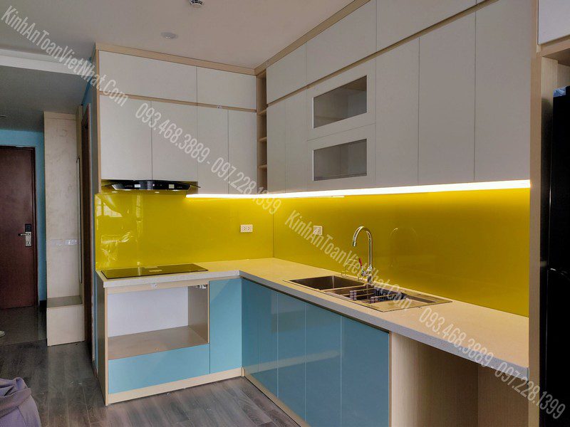 CTTB Kính Ốp Bếp Vàng Chanh thi công tại Xuân Đỉnh - Từ Liêm