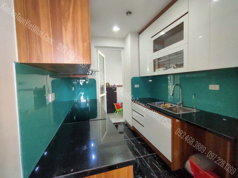 CTTB Kính Ốp Bếp Xanh Ngọc thi công tại Vĩnh Quang - Thanh Trì