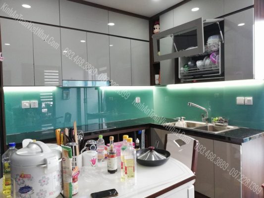 CTTB Kính Ốp Bếp Xanh Ngọc lắp đặt tại Phú Đô - Từ Liêm