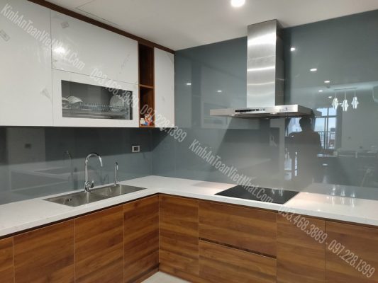 CTTB Kính Ốp Bếp Màu Ghi thi công tại Láng Hạ - Đống Đa