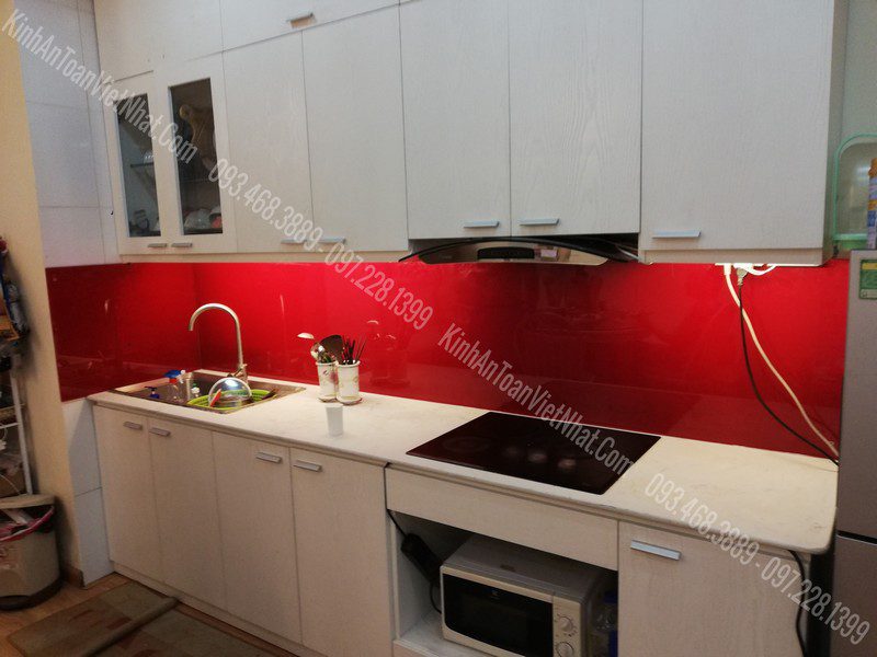 CTTB Kính Ốp Bếp Đỏ Tươi thi công tại Phương Canh - Từ Liêm