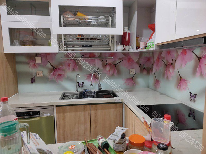 Kính Ốp Bếp 3D thi công tại Yên Hoa - Cầu Giấy