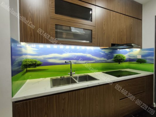 CTTB Kính Ốp Bếp 3D thi công tại Thanh Xuân Bắc - Thanh Xuân