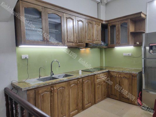 CTTB Kính ốp bếp màu Kem thi công khách hàng tại Hồng Mai - Hai Bà Trưng