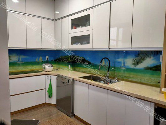 CTTB Kính ốp bếp 3D thi công tại Trần Hữu Dưc - Nam Từ liêm