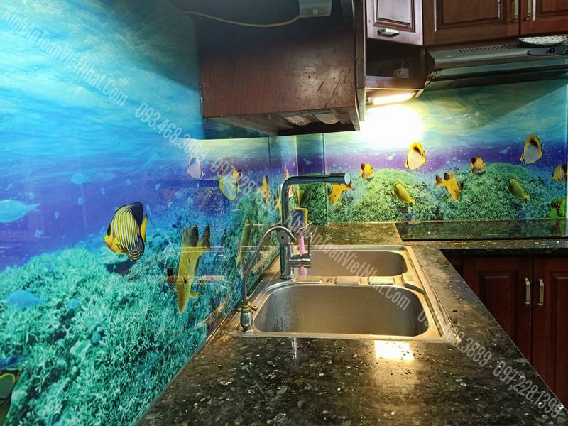 CTTB Kính ốp bếp 3D thi công tại 113 Ngọc Thụy - Long Biên