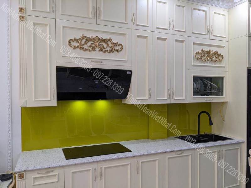 CTTB Kính Ốp Bếp Vàng Chanh Kim Sa thi công tại 55 Trần Phú - Hà Đông 