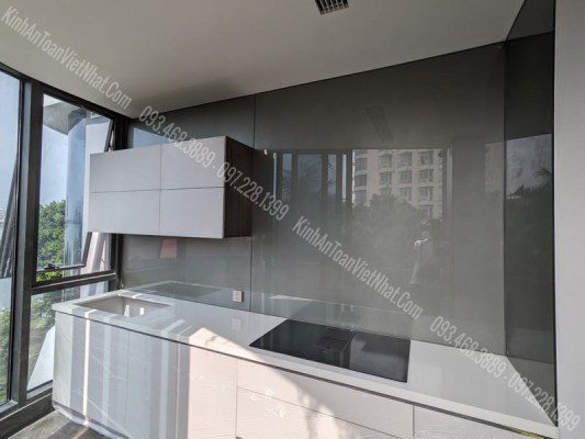 CTTB Kính Ốp Bếp màu Nhũ Đồng 02 thi công tại Trích Sài - Tây Hồ