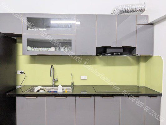 CTTB Kính Ốp Bếp màu Kem lắp đặt tại Đống Đa